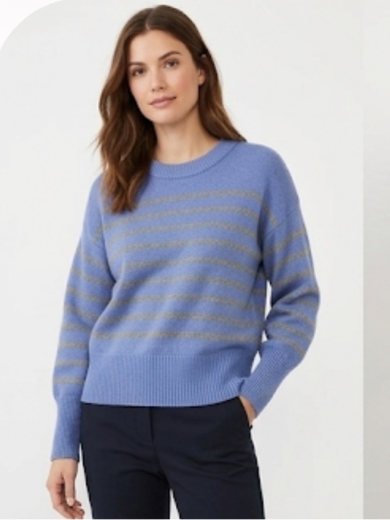 Philosophy Sweaters - Philosophy Republic Clothing women’s blue sweater gray stripes size small